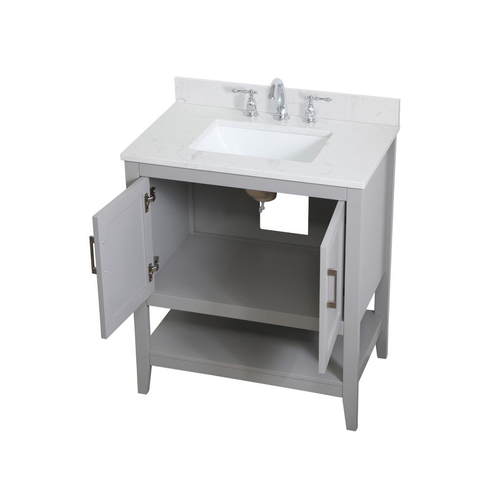30 inch Single Bathroom Vanity in Grey with Backsplash. Picture 9