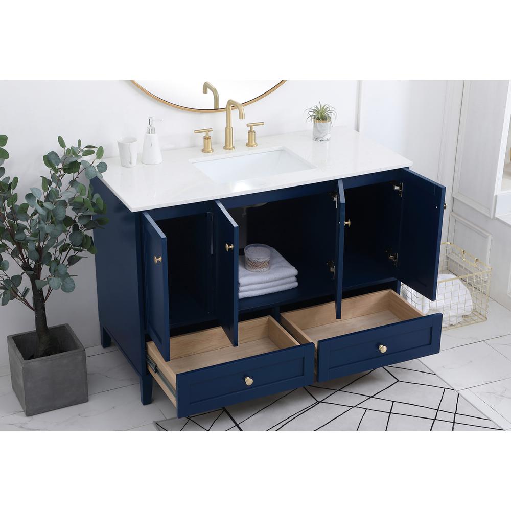 48 inch Single Bathroom Vanity in Blue. Picture 3