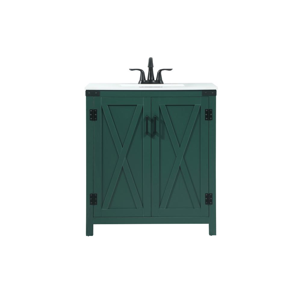 30 inch Single bathroom vanity in green. Picture 1