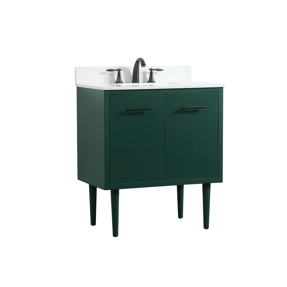 30 inch Single bathroom vanity in green with backsplash. Picture 10