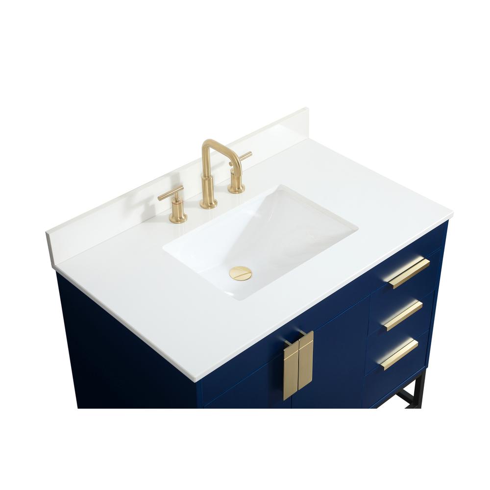 36 inch Single bathroom vanity in blue with backsplash. Picture 10