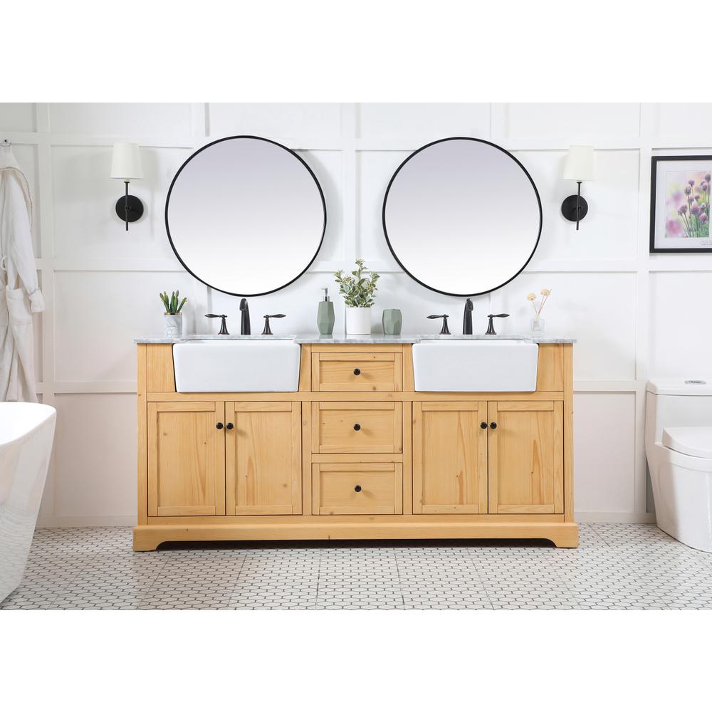 72 inch double bathroom vanity in natural wood. Picture 4