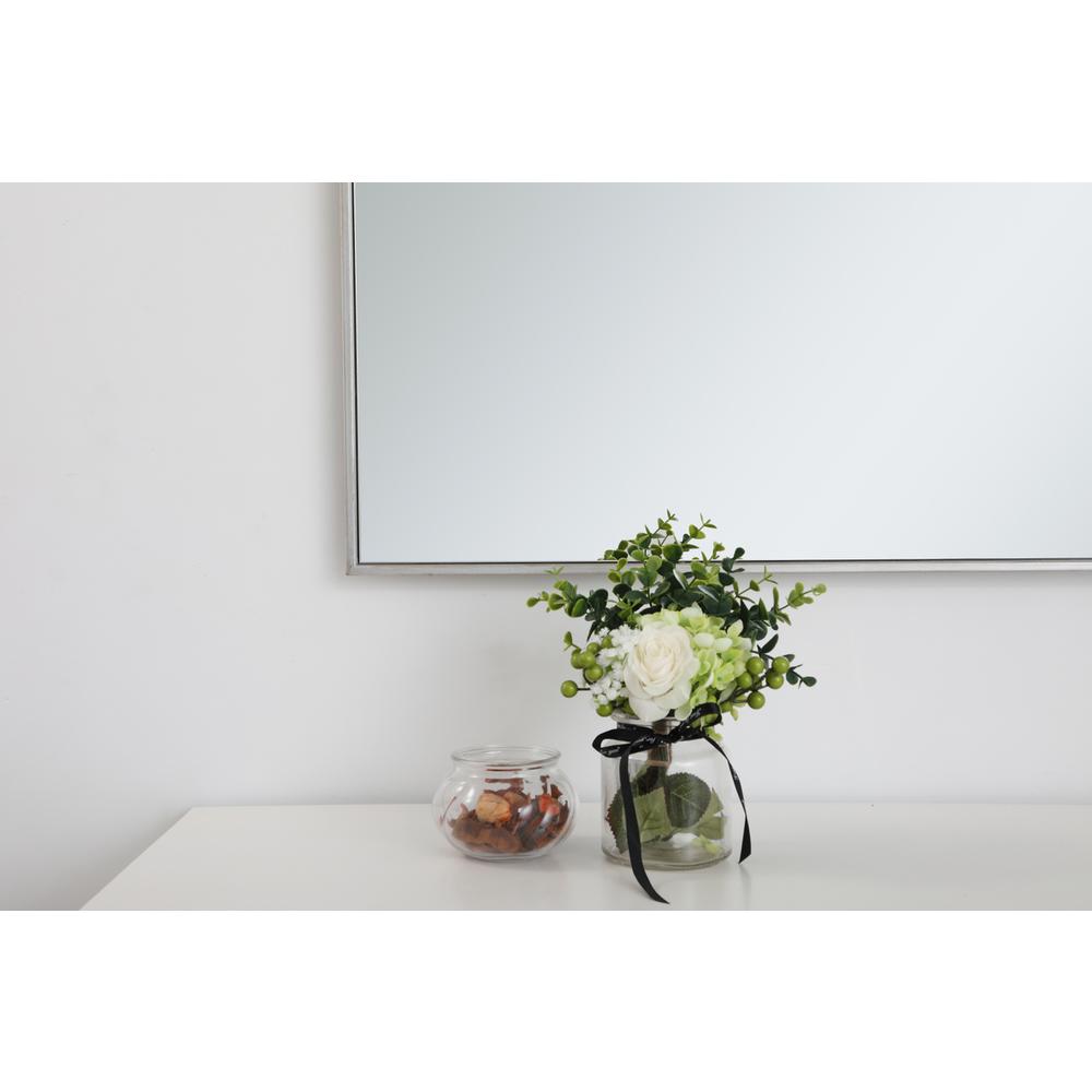 Metal frame rectangle mirror 24 inch in silver. Picture 9