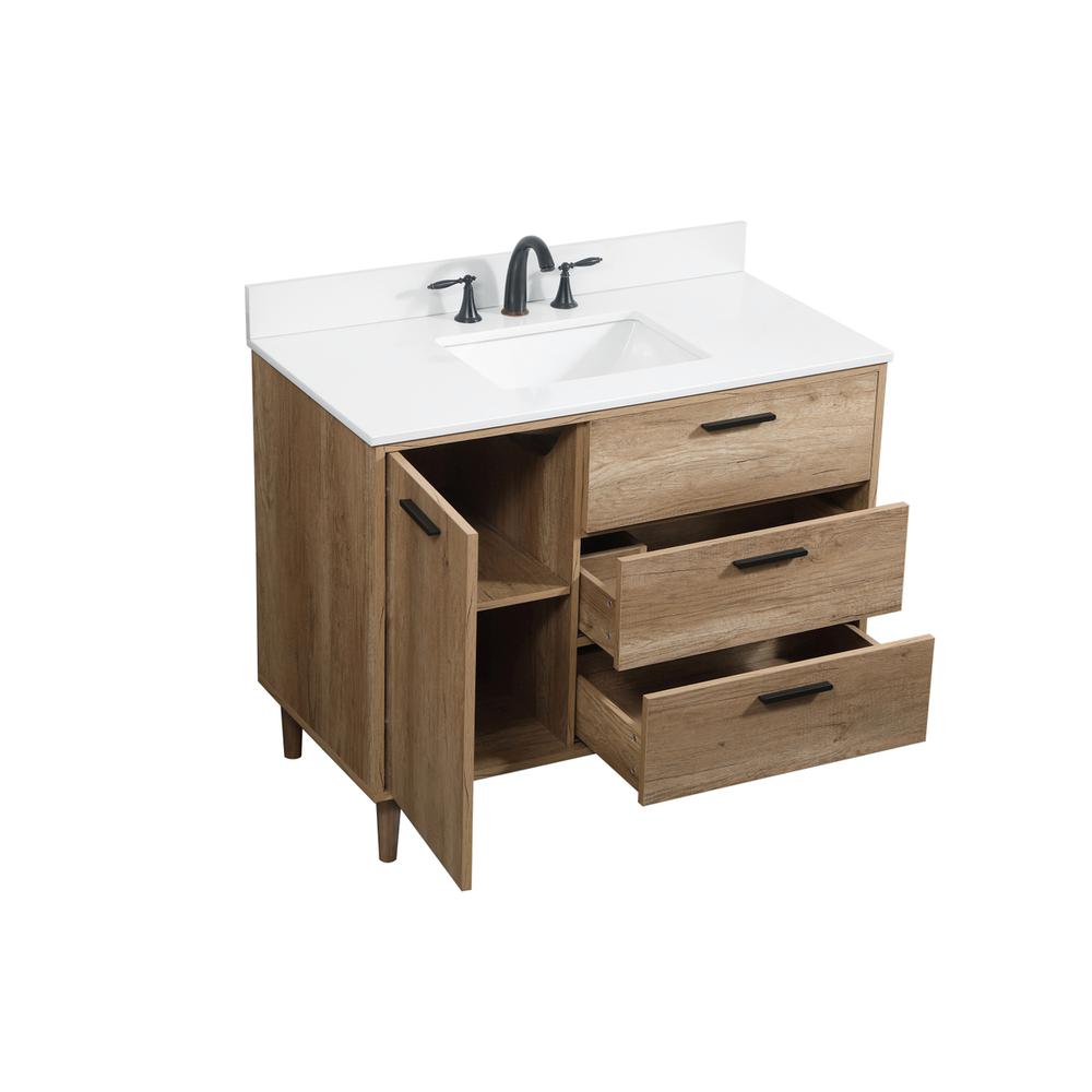 42 inch Single bathroom vanity in natural oak with backsplash. Picture 9