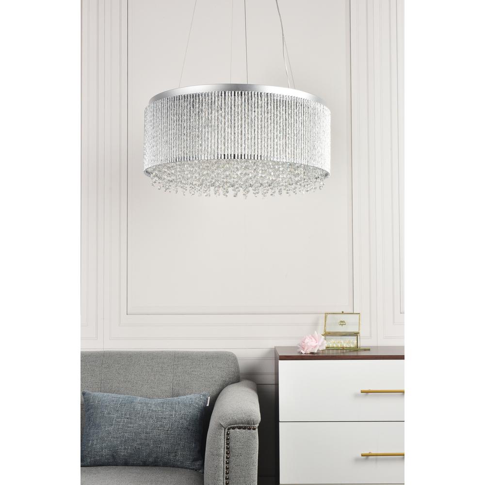 Influx 14 light Chrome Pendant Clear Royal Cut Crystal. Picture 8
