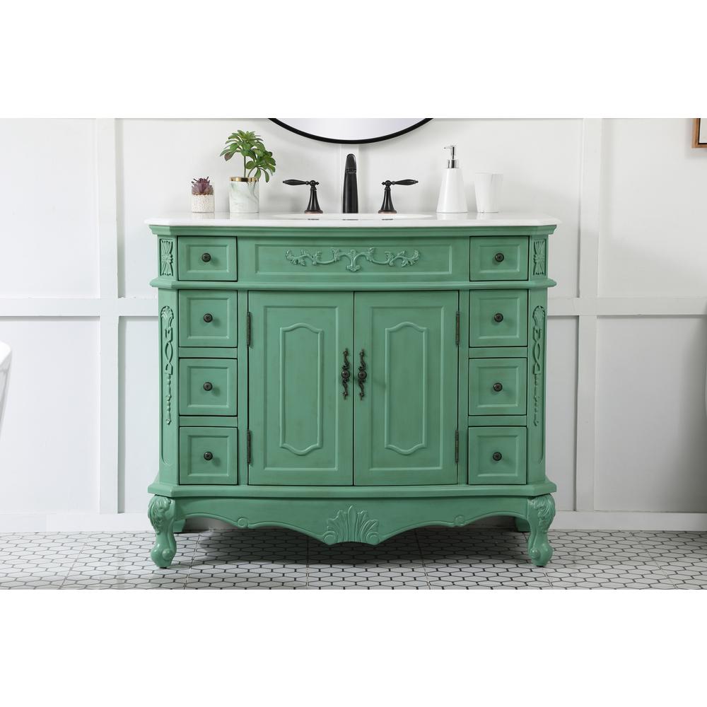 42 inch Single bathroom vanity in vintage mint. Picture 14