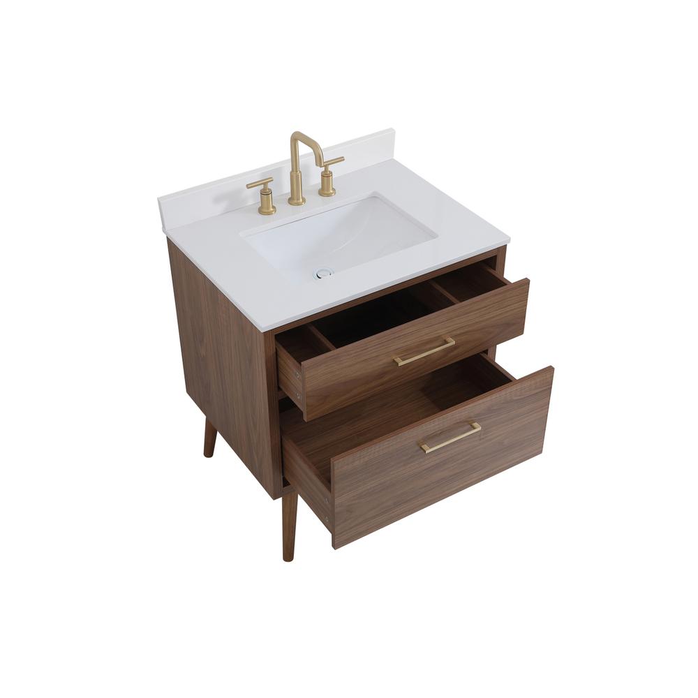 30 inch bathroom Vanity in Walnut Brown with Backsplash. Picture 9