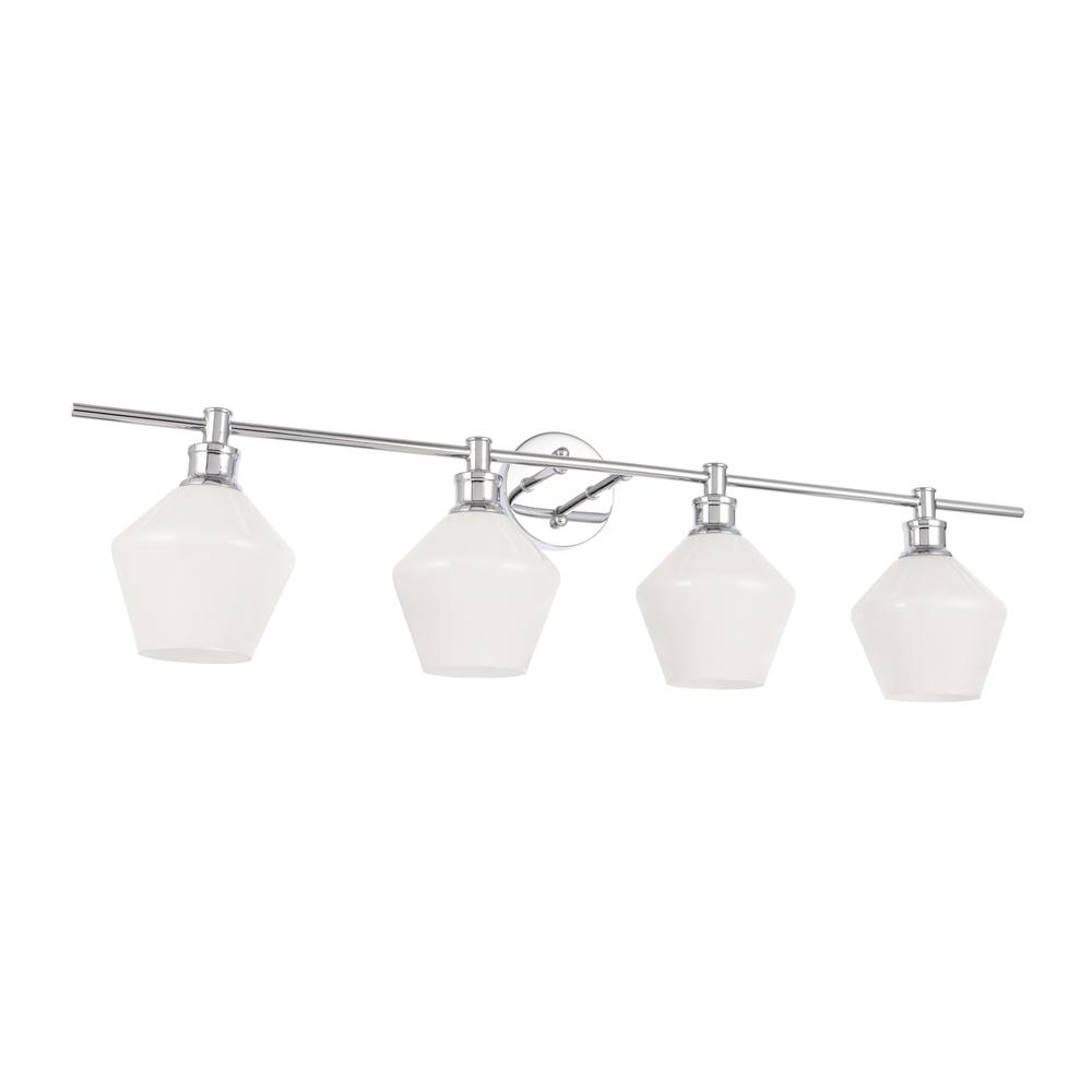 Gene 4 light Chrome and Frosted white glass Wall sconce. Picture 12