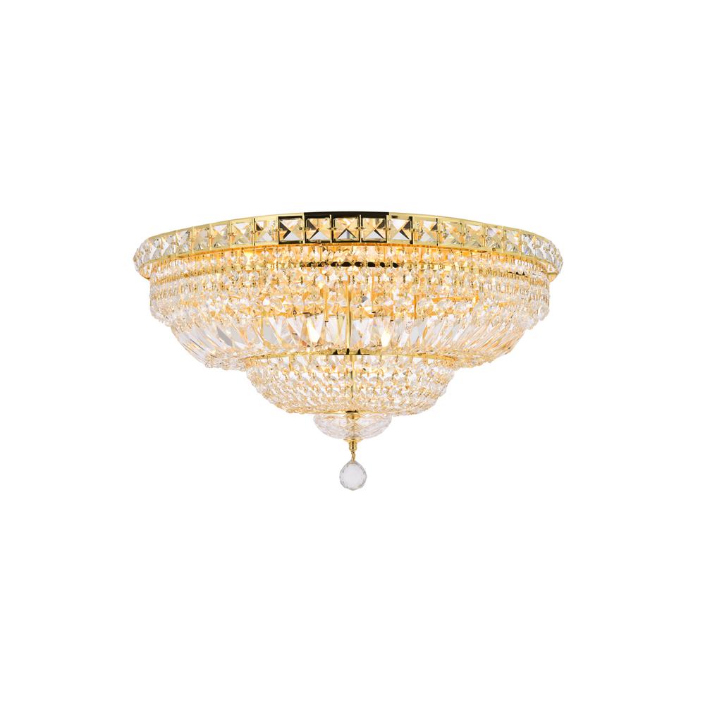 Tranquil 12 light Gold Flush Mount Clear Royal Cut Crystal. Picture 1