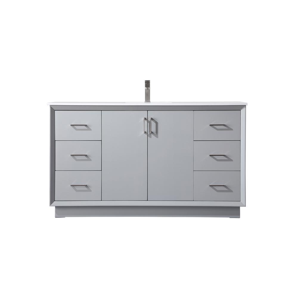 60 Inch SIngle Bathroom Vanity In Grey. Picture 1