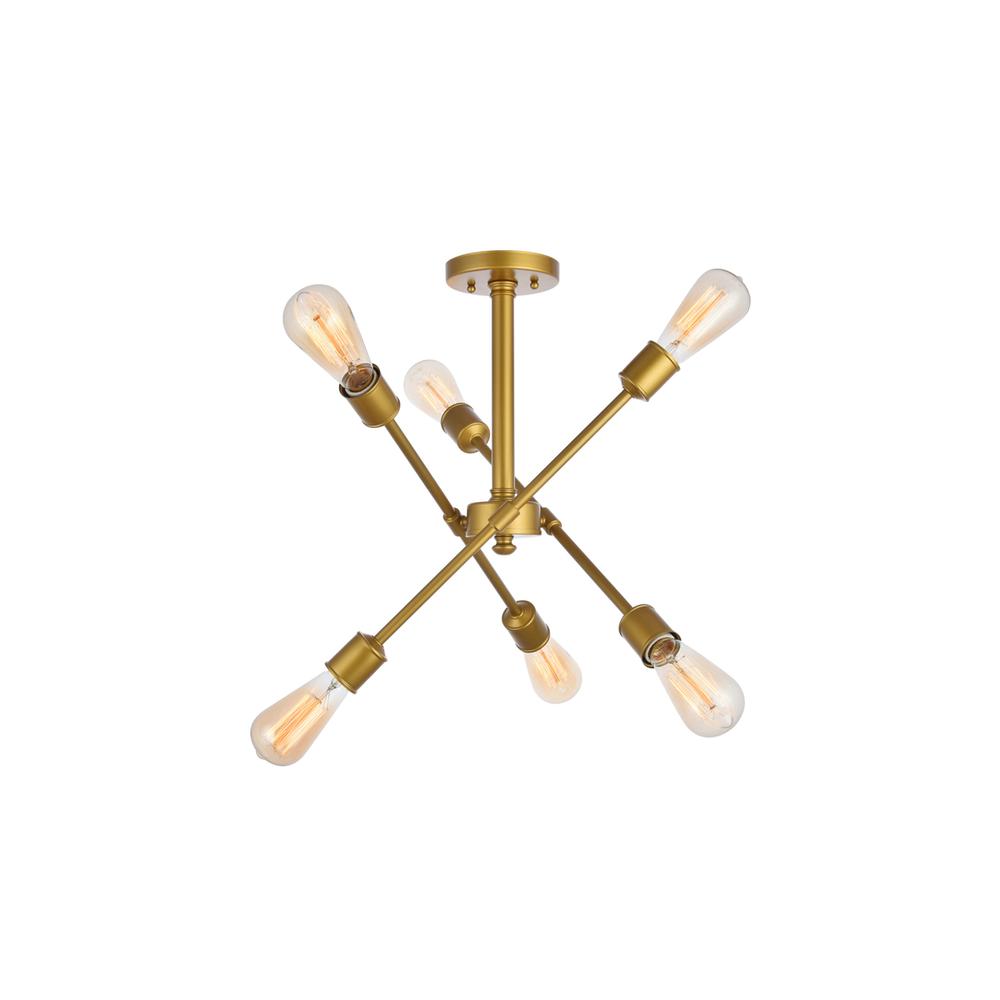 Axel 6 Lights Brass Flush Mount. Picture 2