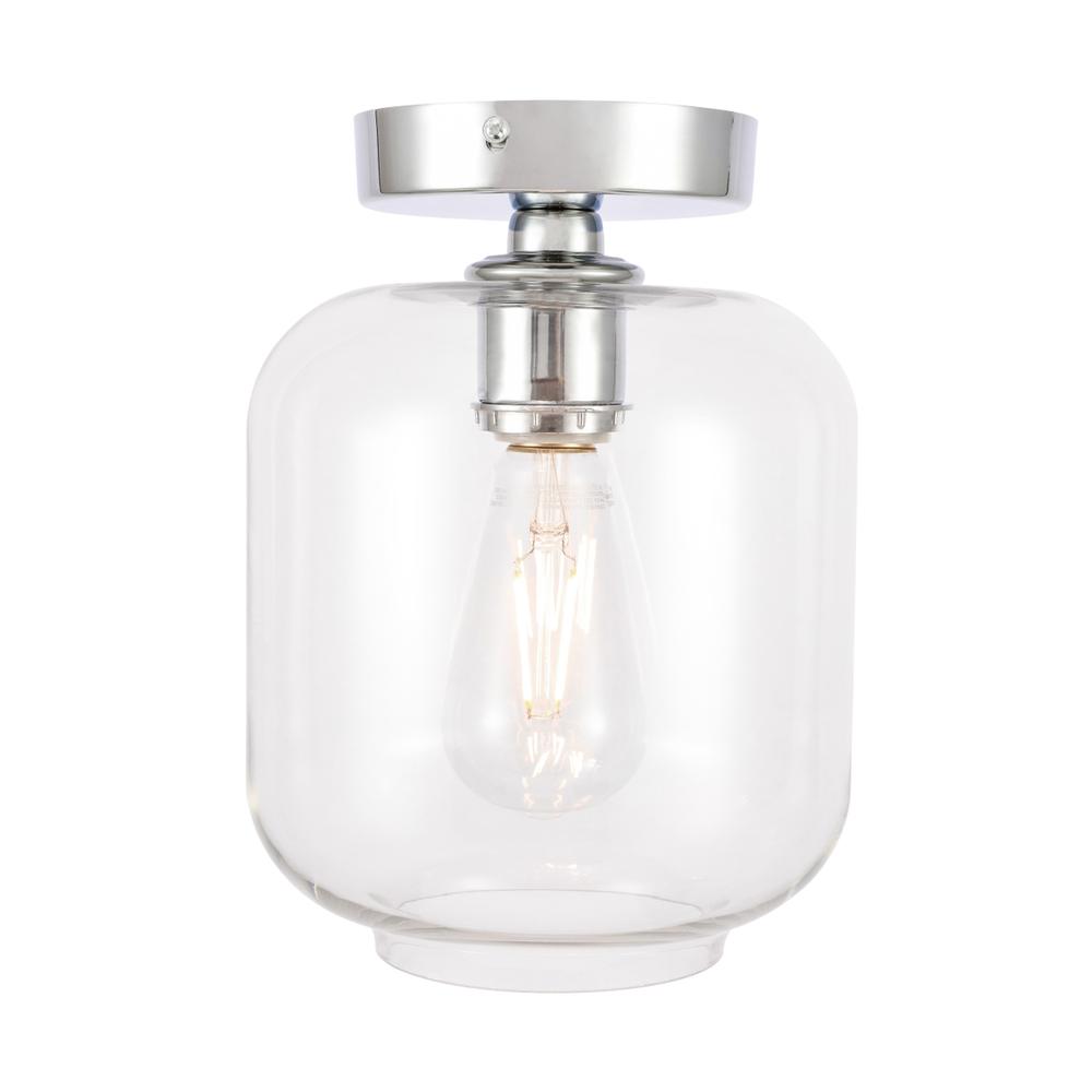 Collier 1 light Chrome and Clear glass Flush mount. Picture 1