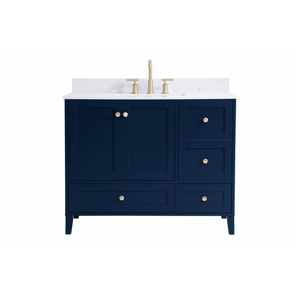 42 inch Single Bathroom Vanity in Blue with Backsplash. Picture 1