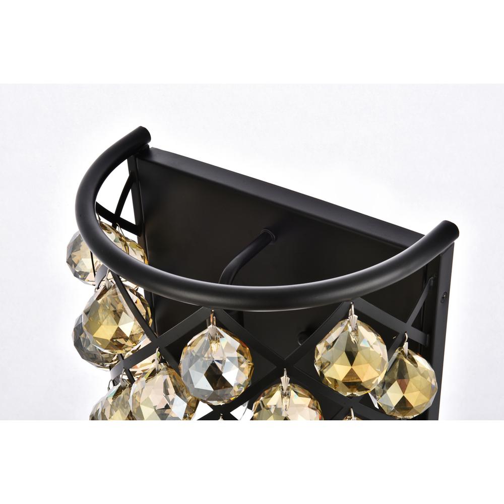 Madison 1 light Matte Black Wall Sconce Golden Teak (Smoky) Royal Cut Crystal. Picture 5