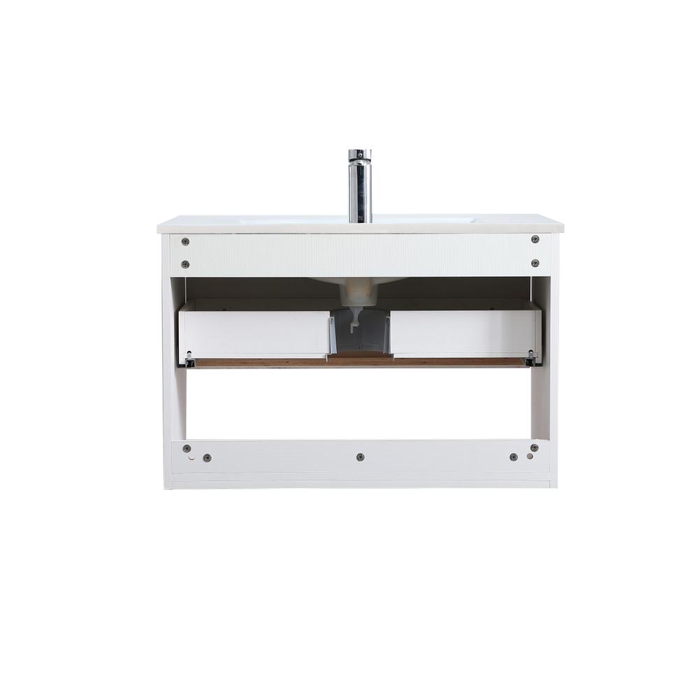 30 inch  Single Bathroom Floating Vanity in White. Picture 12