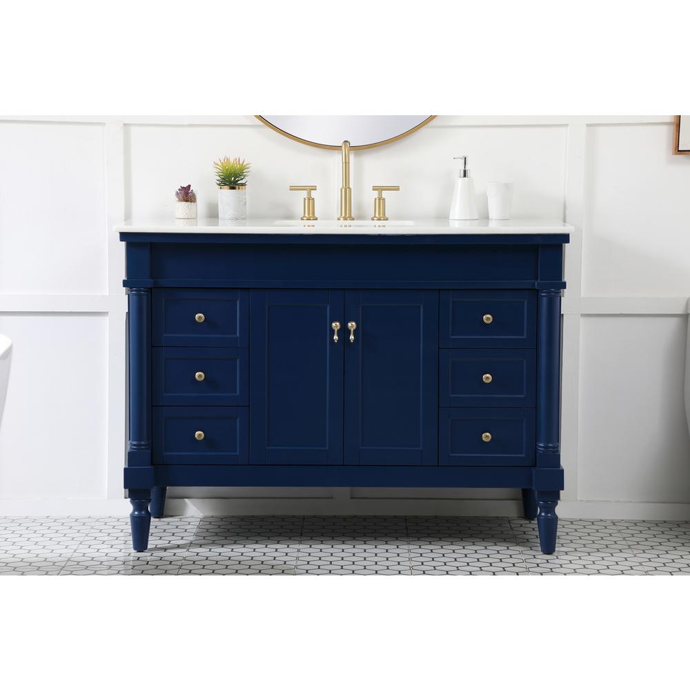 48 inch Single bathroom vanity in blue. Picture 14