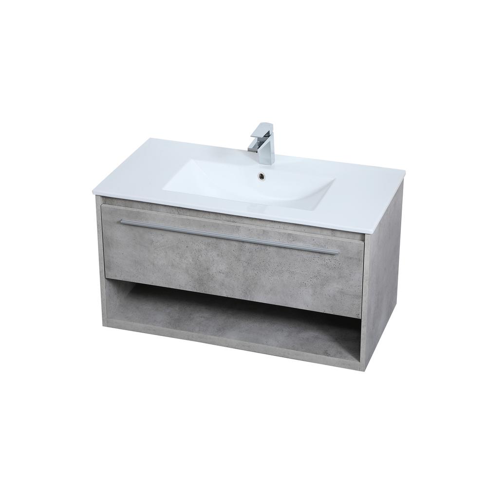 36 inch  Single Bathroom Floating Vanity in Concrete Grey. Picture 7