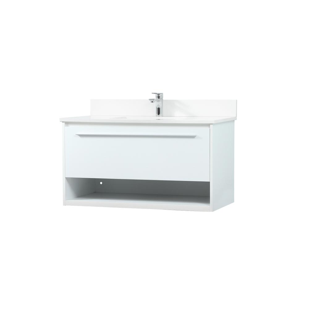 36 inch Single bathroom vanity in white with backsplash. Picture 7