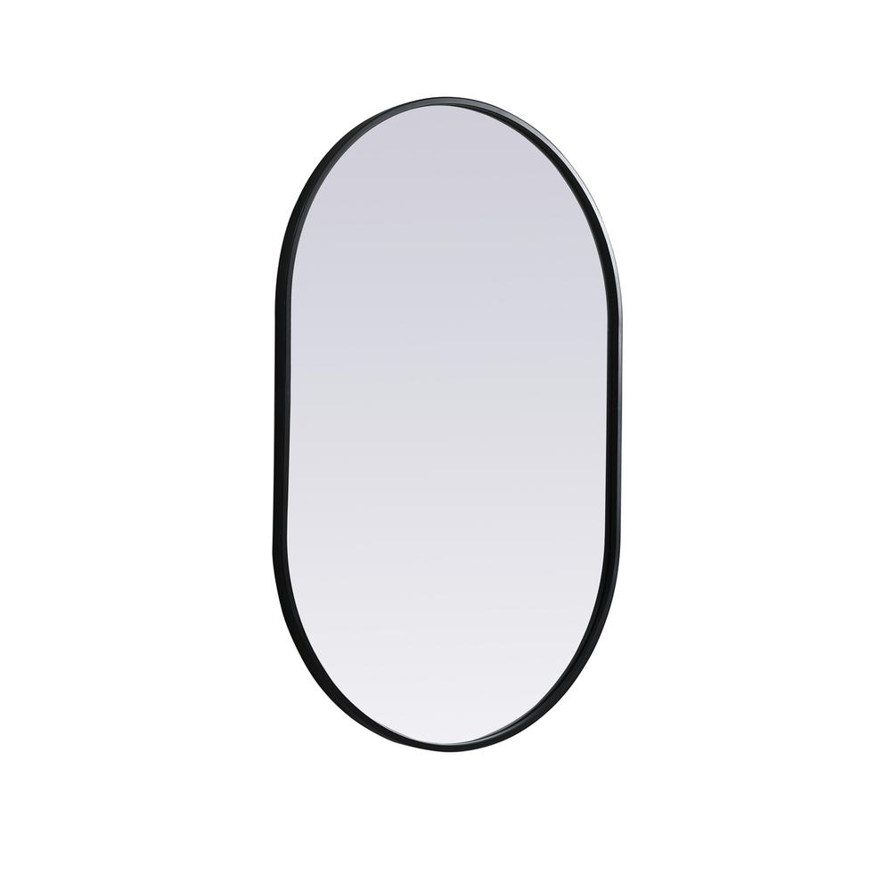 Metal Frame Oval Mirror 24x36 Inch in Black. Picture 7