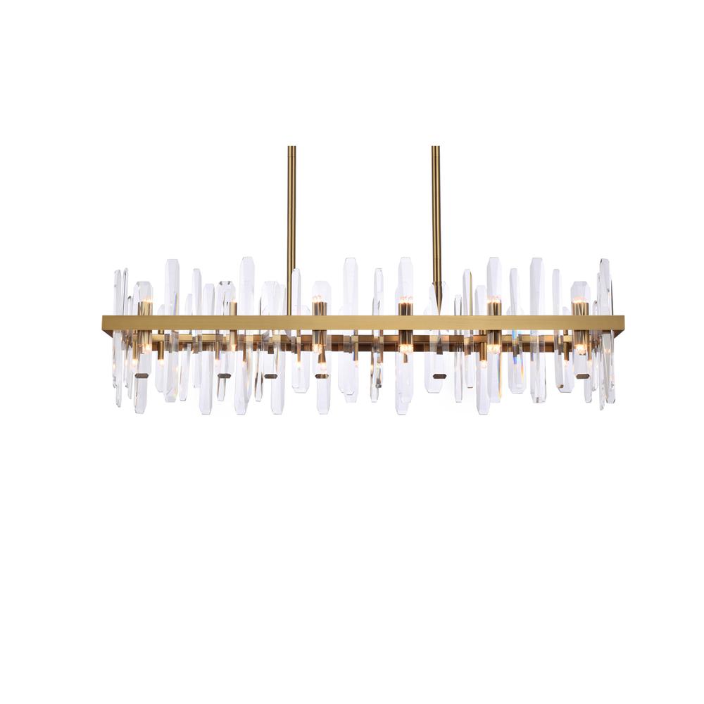 Serena 42 inch crystal rectangle chandelier in satin gold. Picture 2