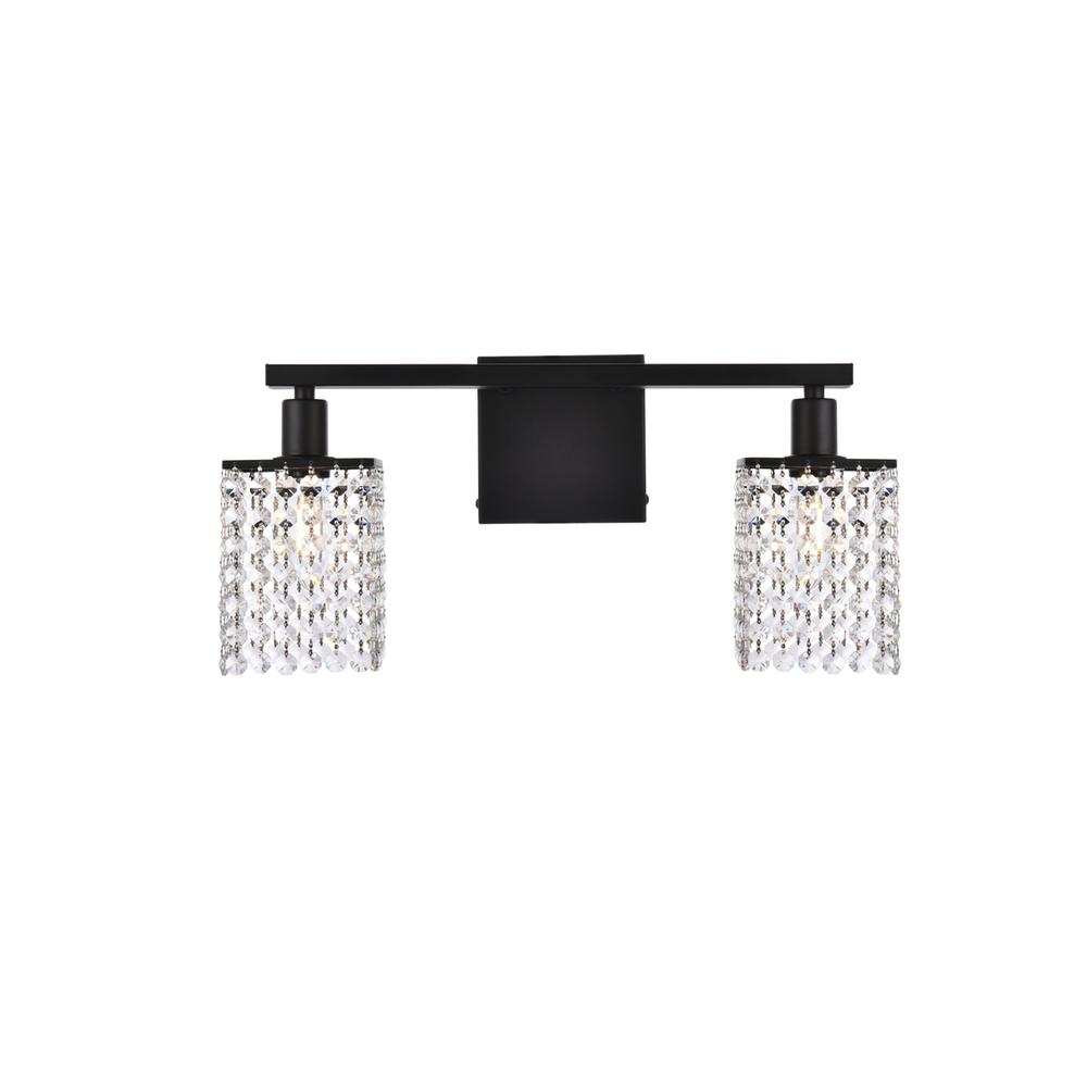 Phineas 2 lights bath sconce in black with clear crystals. Picture 2