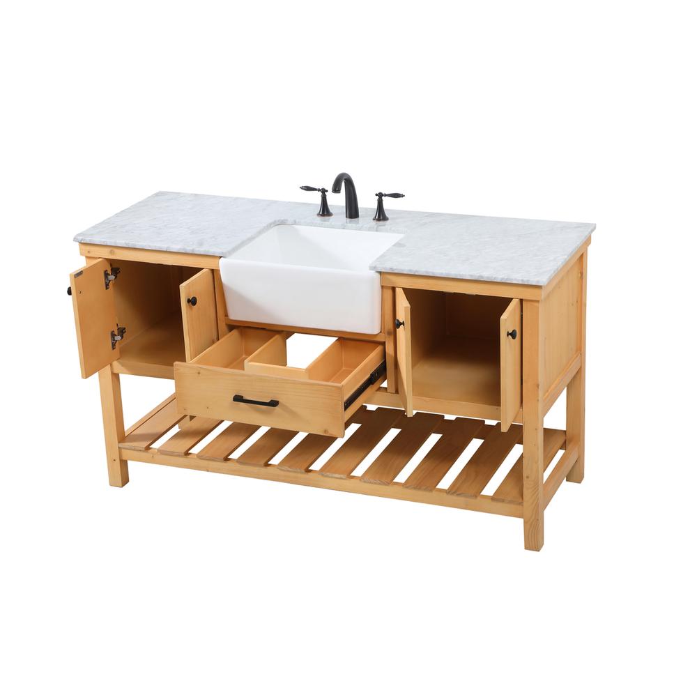 60 inch Single bathroom vanity in natural wood. Picture 9