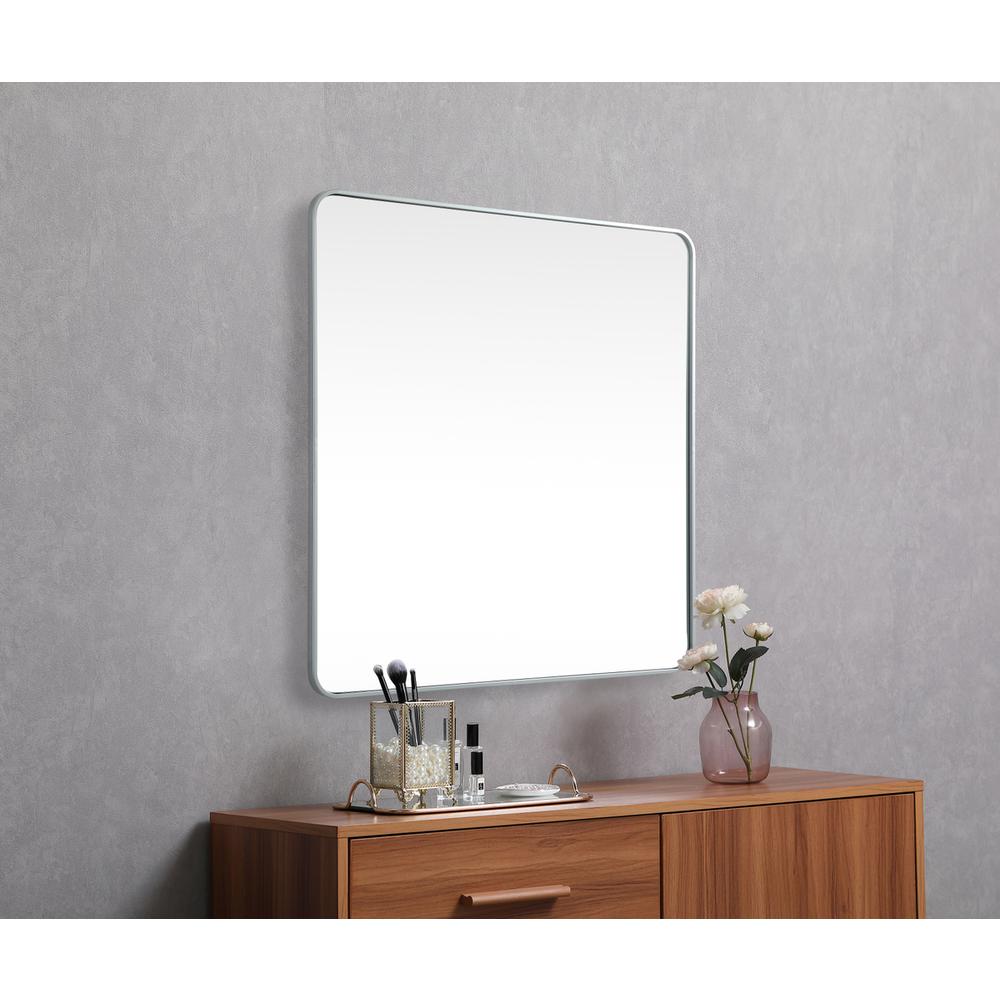 Soft corner metal square mirror 42x42 inch in Silver. Picture 4