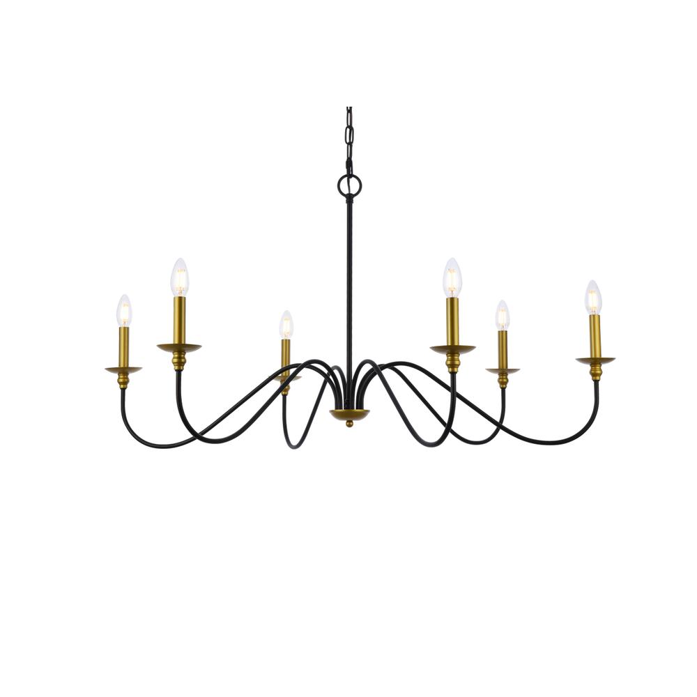 Rohan 42 inch chandelier in matte black and brass. Picture 2