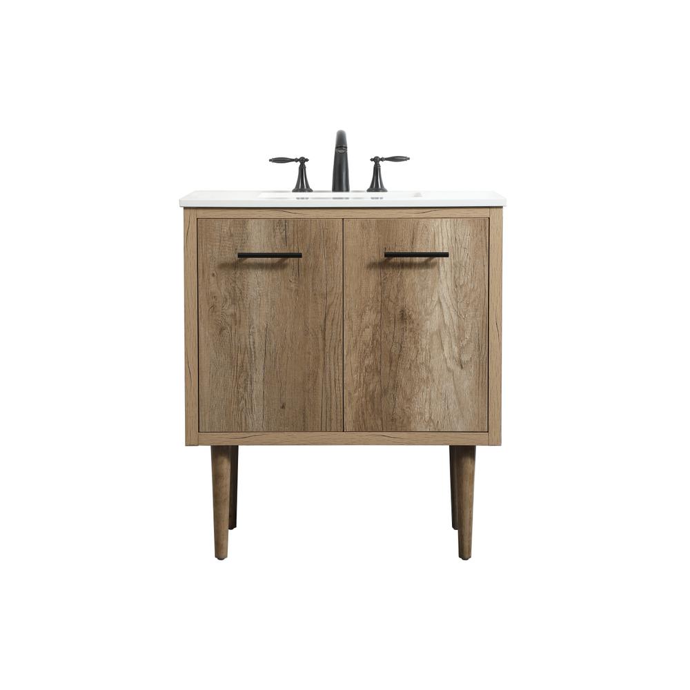 30 inch Single bathroom vanity in natural oak. Picture 1
