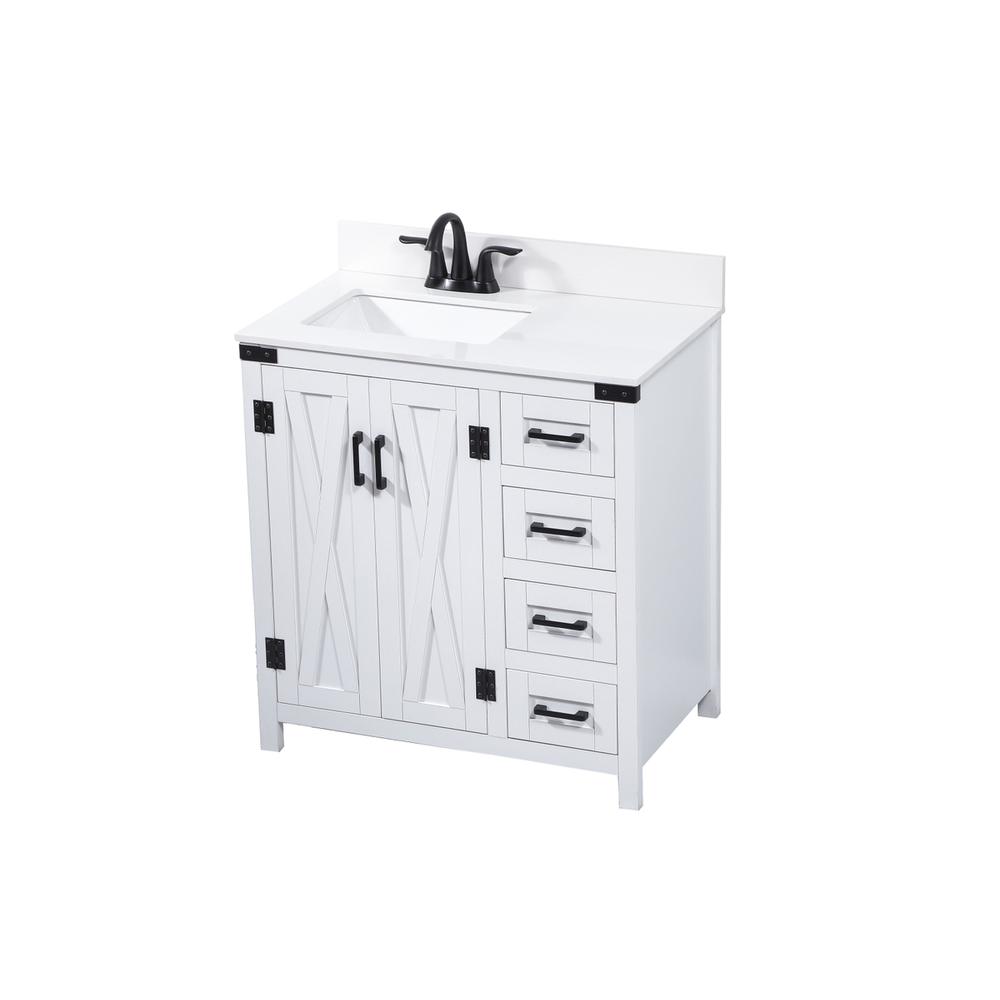 32 inch Single bathroom vanity in white with backsplash. Picture 8