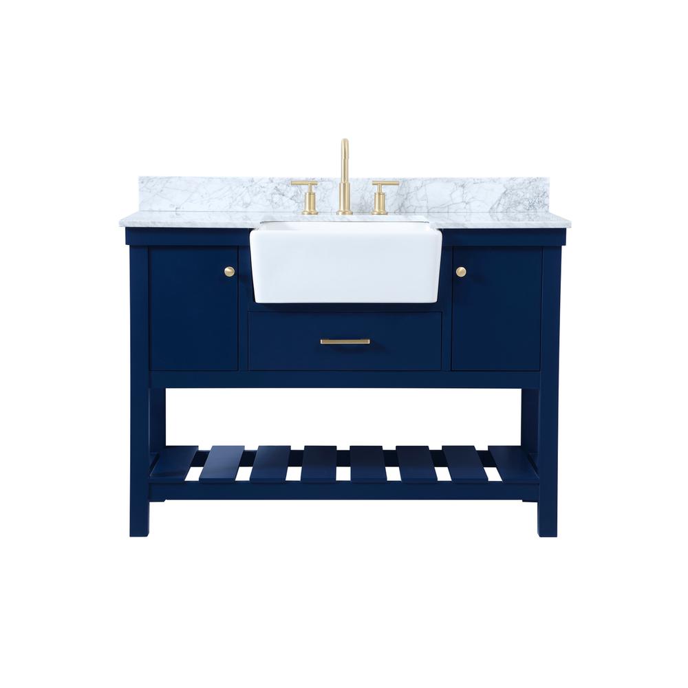 48 inch Single bathroom vanity in blue with backsplash. Picture 1