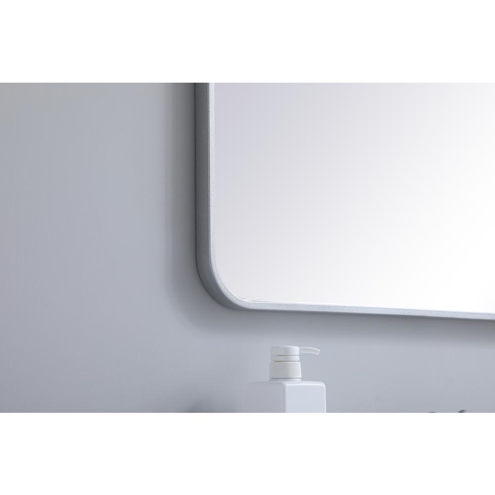 Soft corner metal rectangular mirror 27x36 inch in Silver. Picture 4