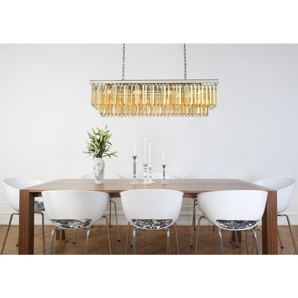 Sydney 12 light polished nickel Chandelier Golden Teak (Smoky) Royal Cut Crystal. Picture 7