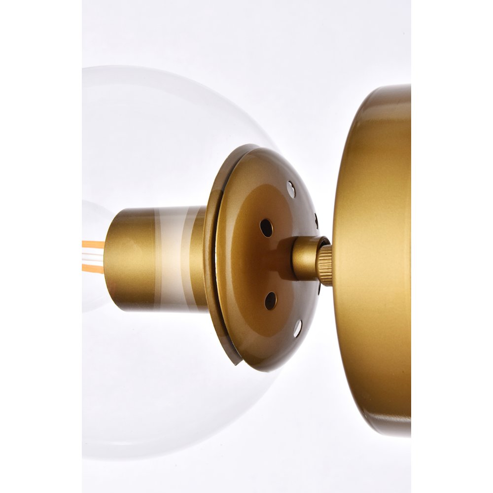 Mimi Six Inch Dual Flush Mount And Bath Sconce In Brass With Clear Glass. Picture 6