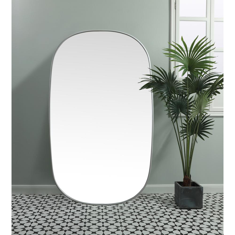 Metal Frame Oval Mirror 36x60 Inch in Silver. Picture 3