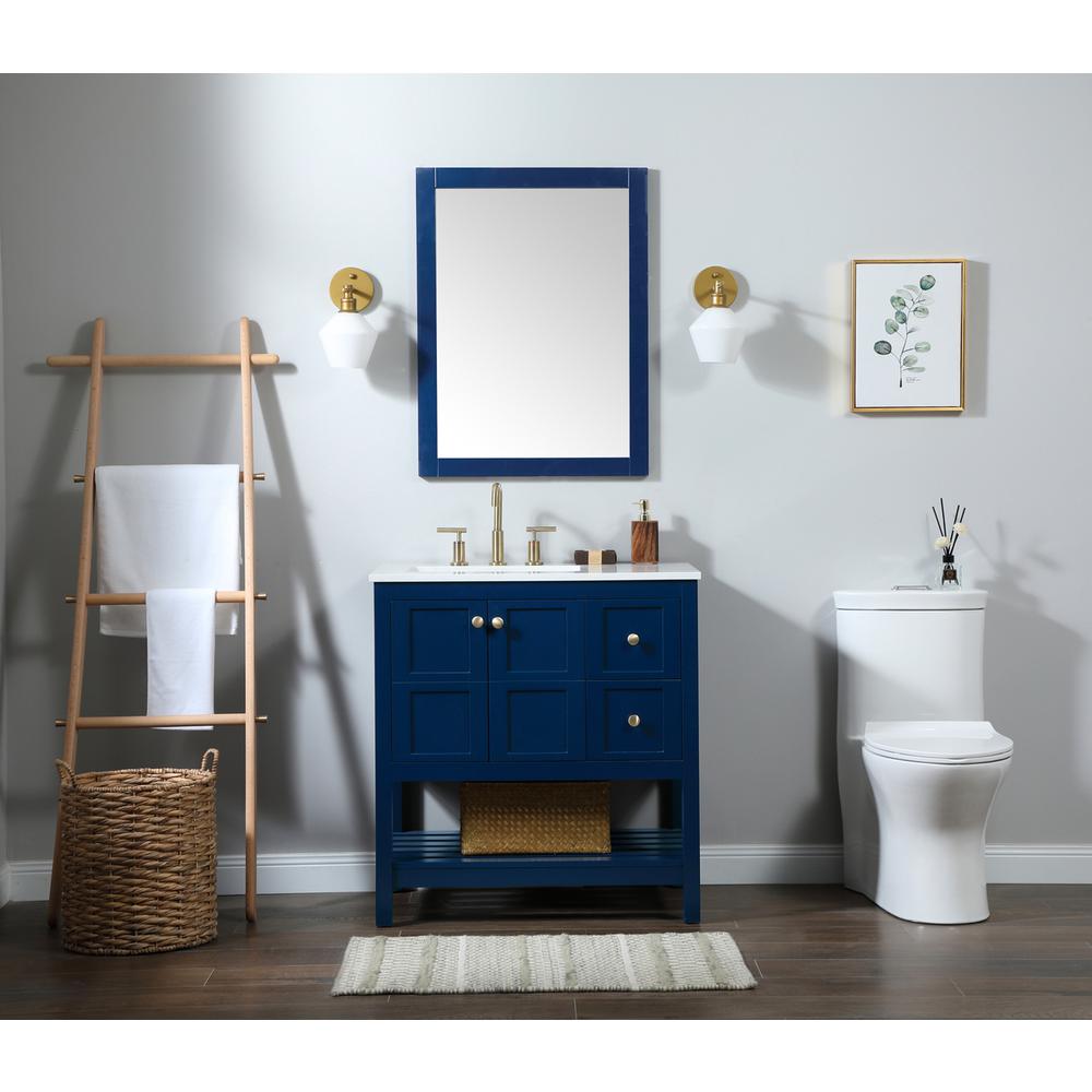 32 inch Single bathroom vanity in blue. Picture 4