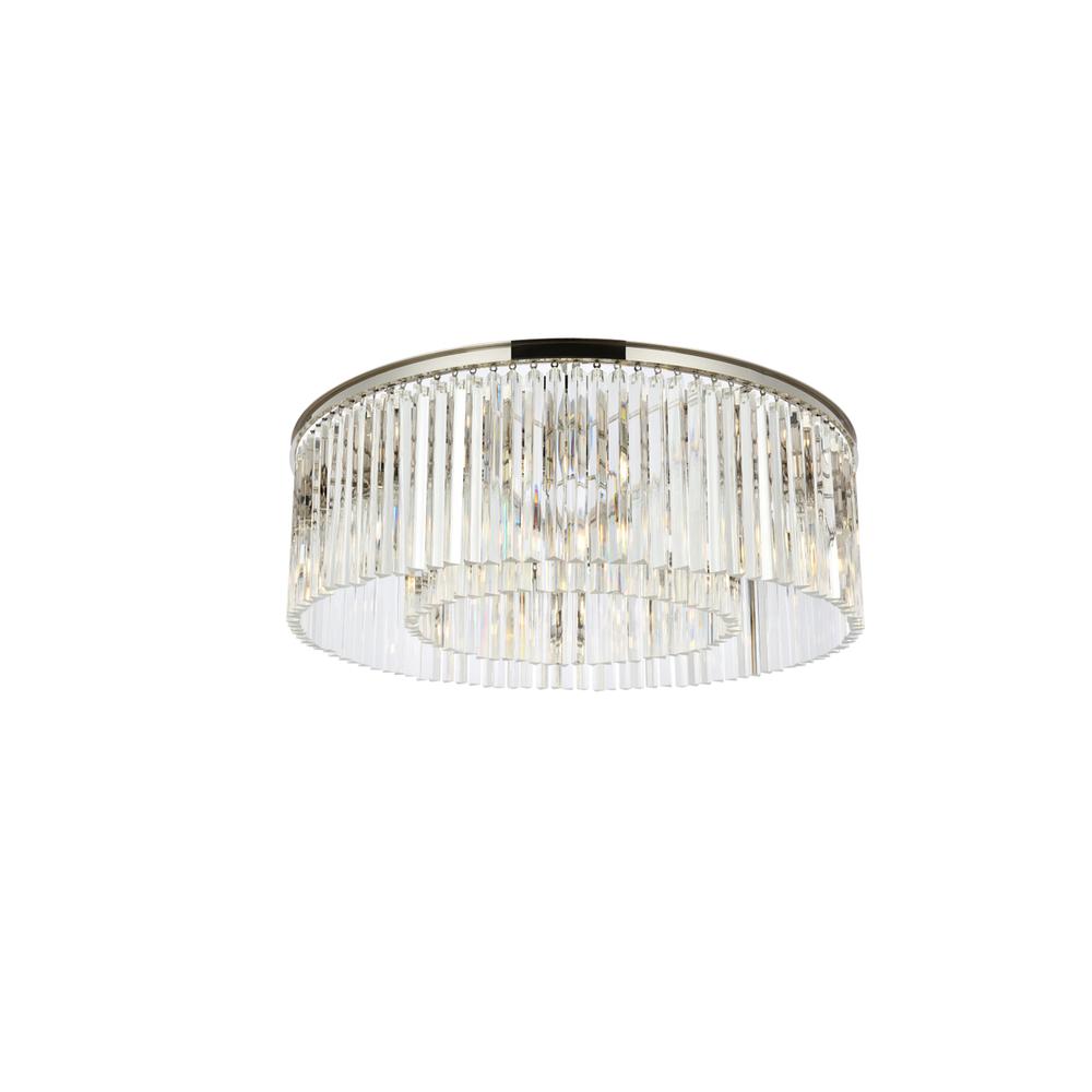 Sydney 10 light polished nickel Flush Mount Clear Royal Cut Crystal. Picture 2