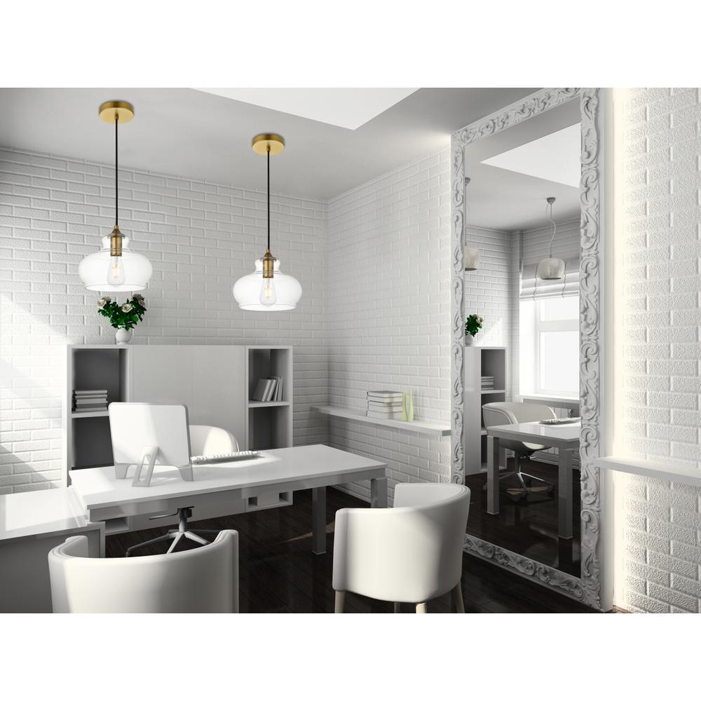 Destry 1 Light Brass Pendant With Clear Glass. Picture 6