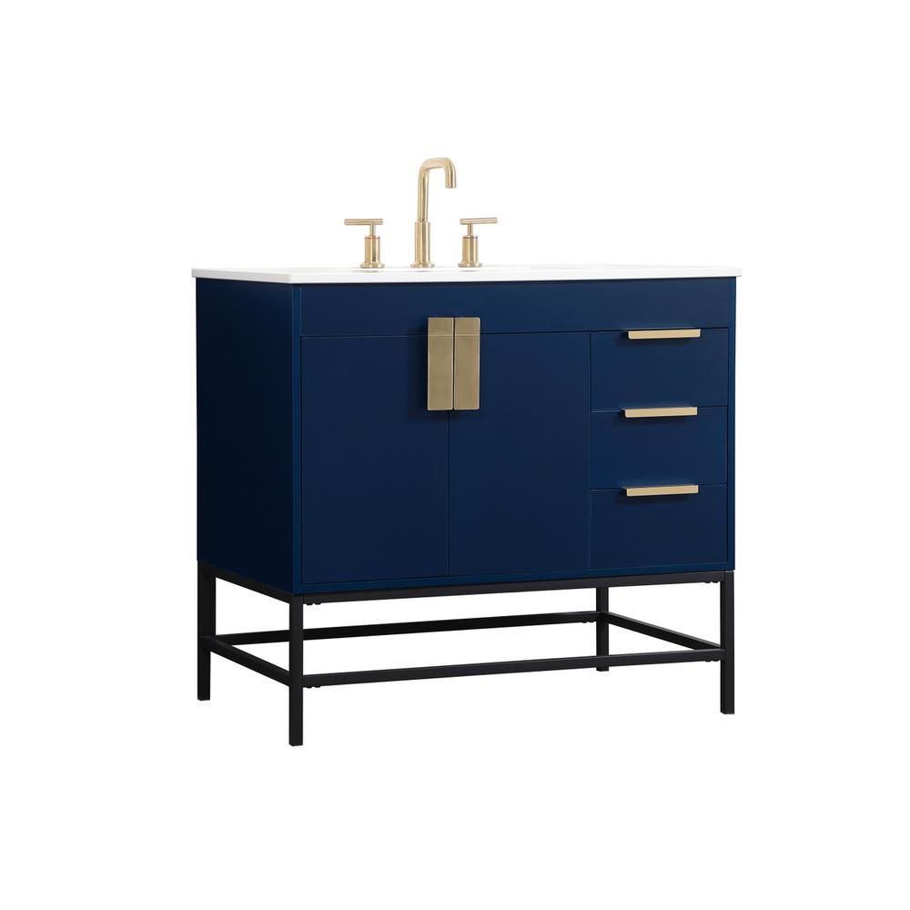 36 inch Single bathroom vanity in blue. Picture 7
