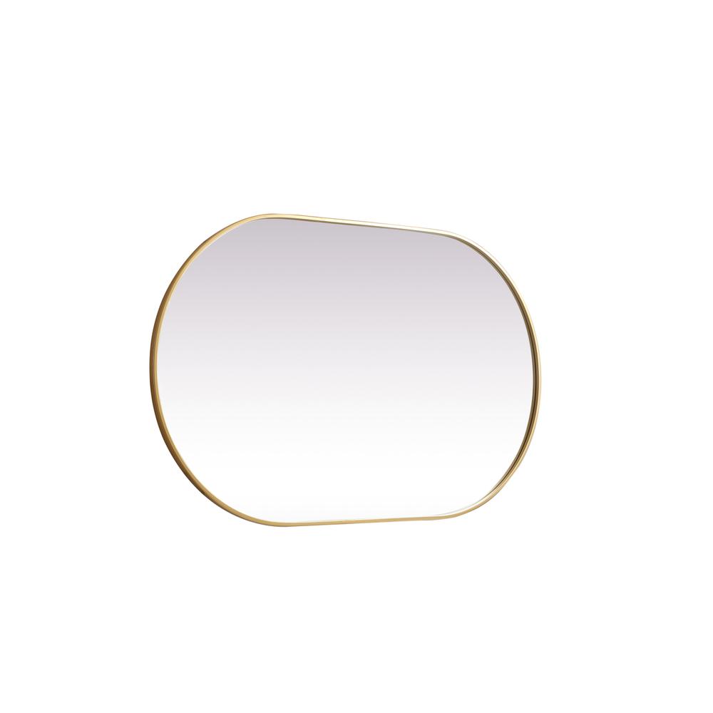 Metal Frame Oval Mirror 30x48 Inch in Brass. Picture 9