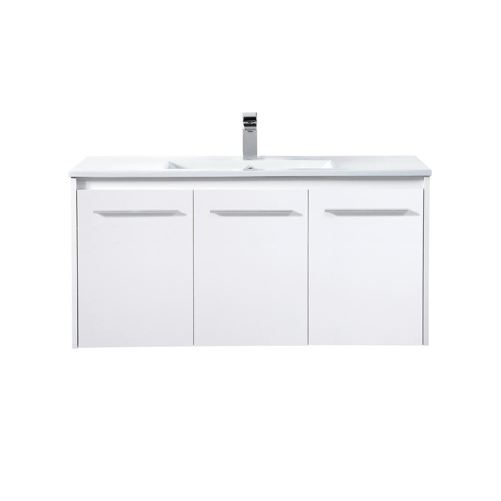 40 inch  Single Bathroom Floating Vanity in White. Picture 1