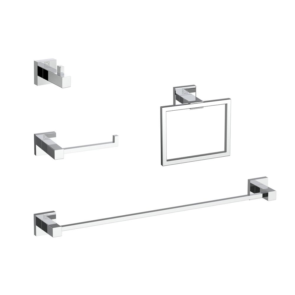 Isla 4-Piece Bathroom Hardware Set in Chrome. Picture 1
