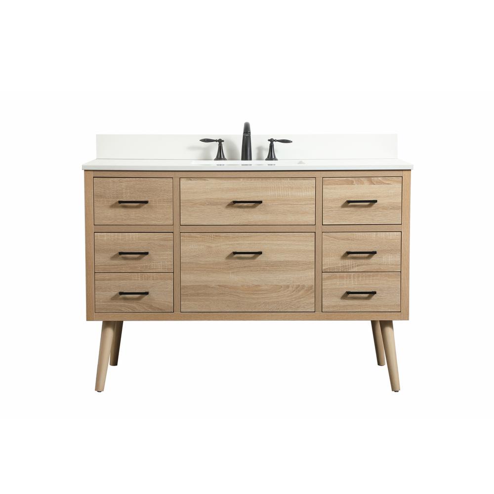 48 inch Single bathroom vanity in mango wood with backsplash. Picture 1