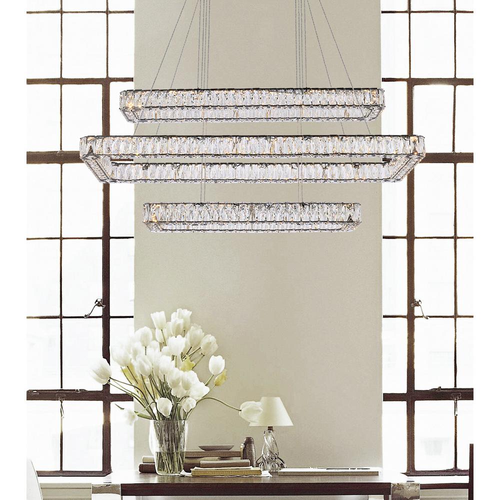 Monroe 50 inch LED triple rectangle pendant in black. Picture 8