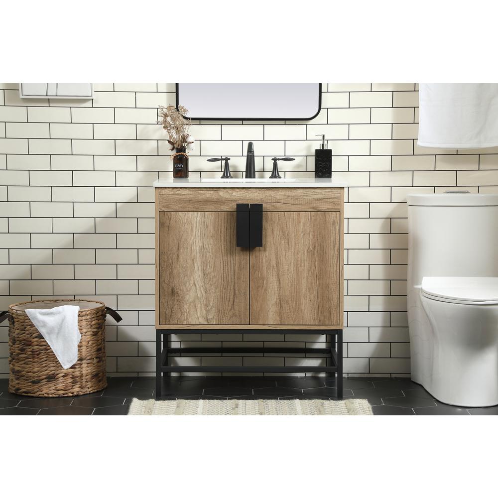 30 inch Single bathroom vanity in natural oak. Picture 14
