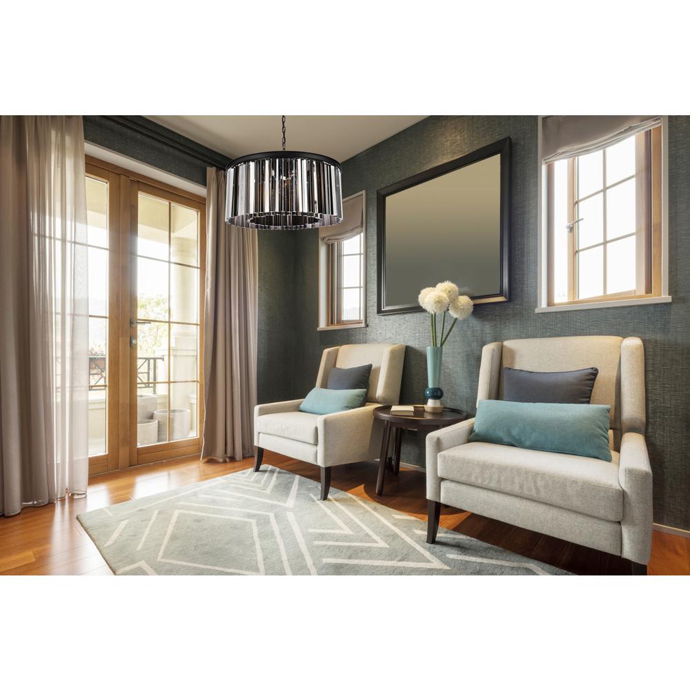 Sydney 8 light Matte Black Chandelier Silver Shade (Grey) Royal Cut Crystal. Picture 7