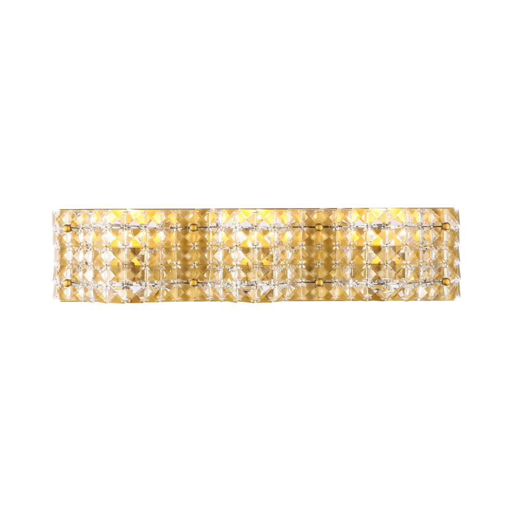 Ollie 3 light Brass and Clear Crystals wall sconce. Picture 1