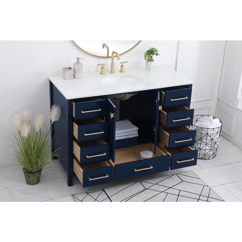 48 inch Single Bathroom Vanity in Blue. Picture 3