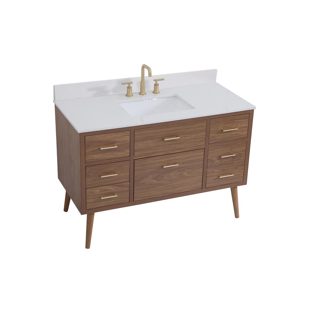 48 inch bathroom Vanity in Walnut Brown with Backsplash. Picture 8