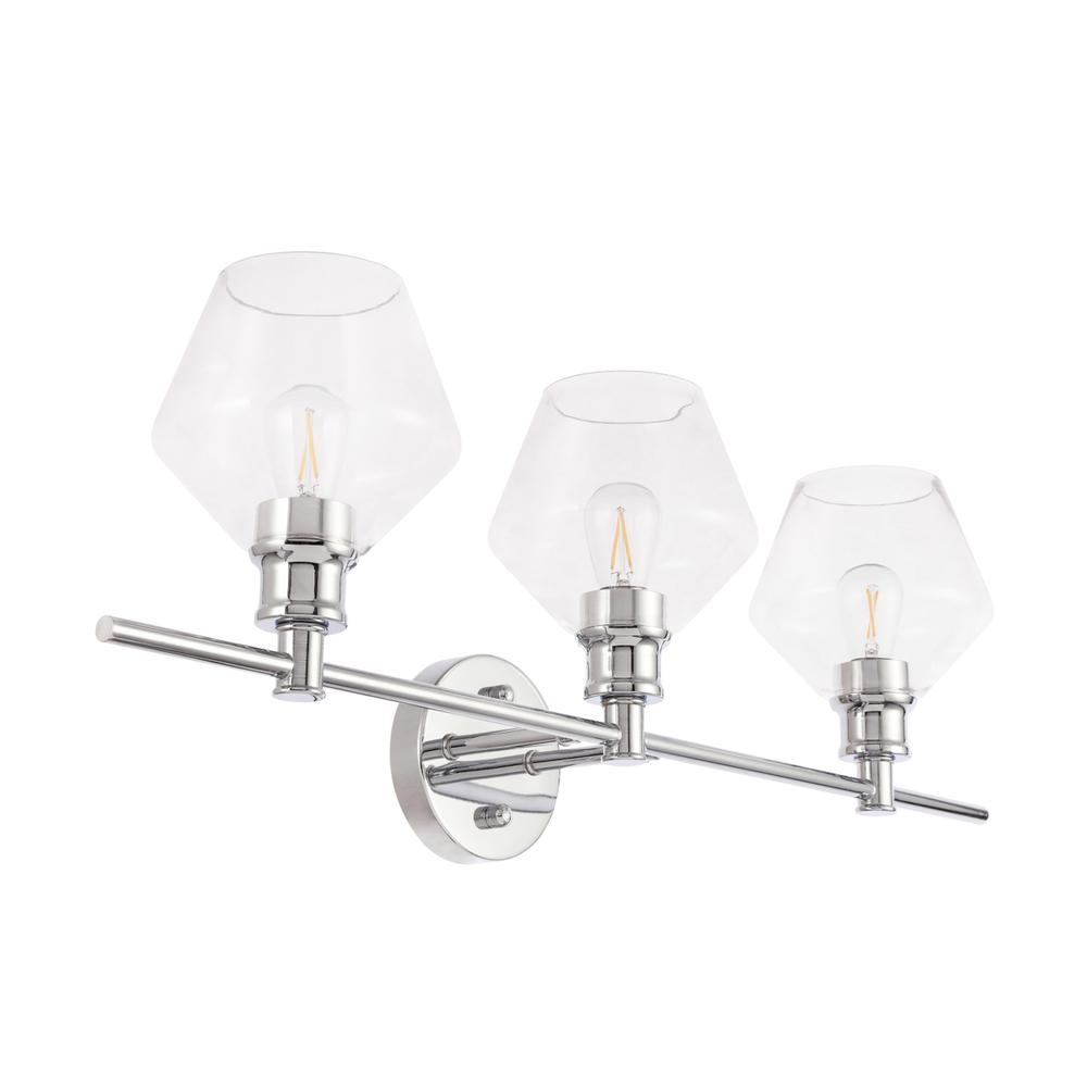 Gene 3 light Chrome and Clear glass Wall sconce. Picture 8